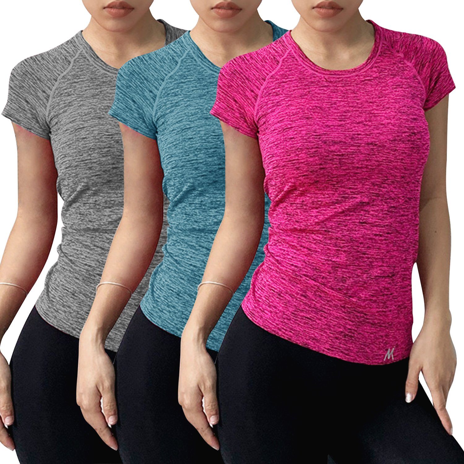 Kurzarm Training Yoga T-Shirt 3er-Pack) Libella 1502 Laufshirt Sportshirt (3er-Pack, Damen T-Shirt 3er-Pack-Zufall Top