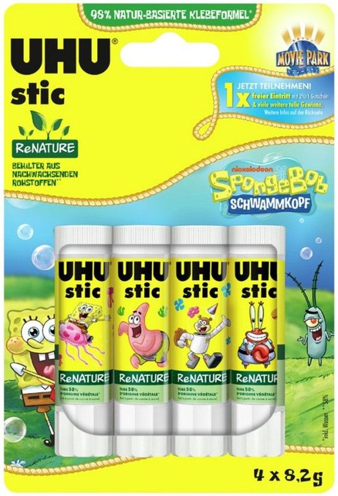 UHU Klebestift UHU stic ReNATURE SpongeBob Schwammkopf Klebestifte