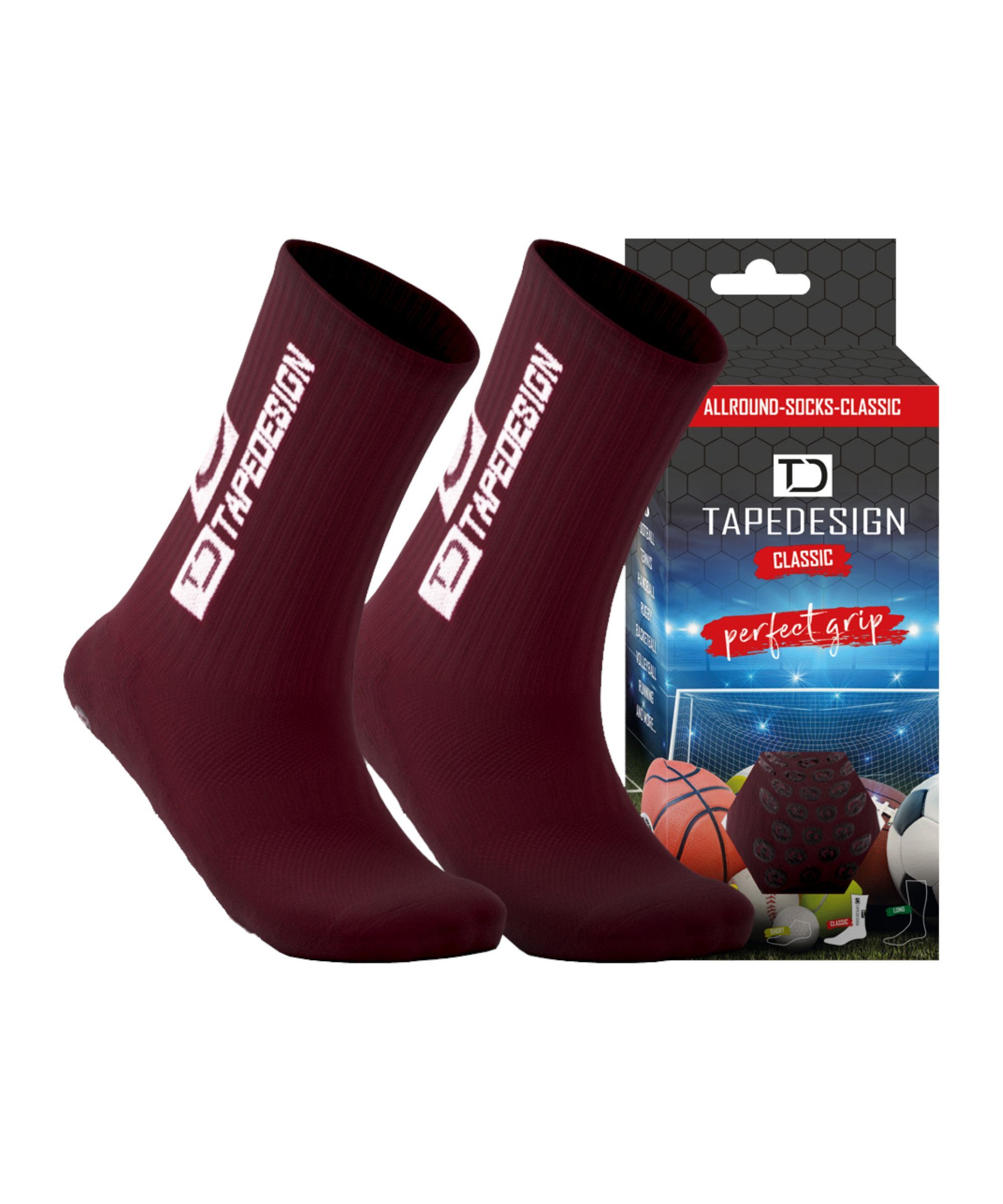 Tapedesign Sportsocken Gripsocks Socken default rot