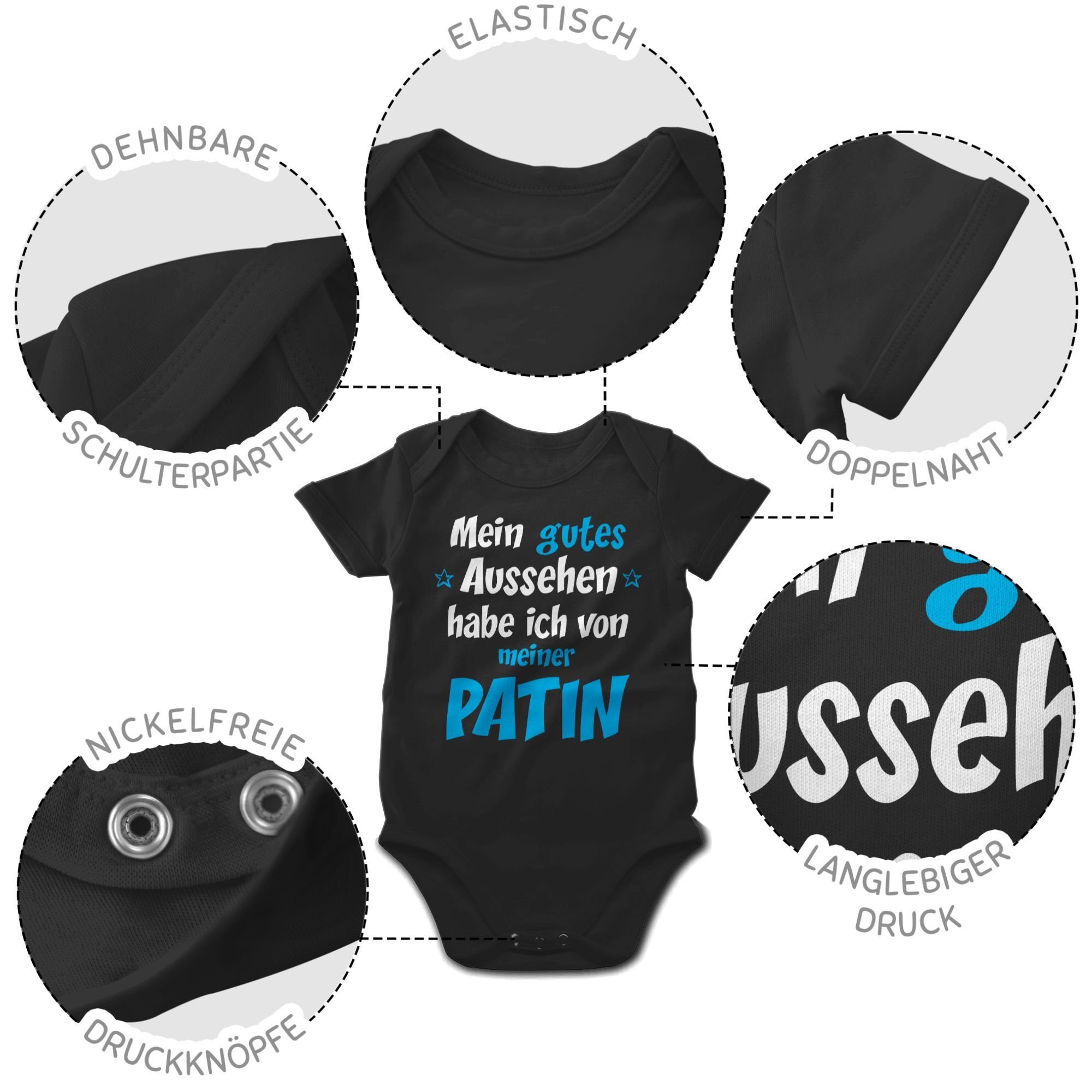 3 Gutes Patin Patentante - Baby Shirtracer Shirtbody Aussehen Schwarz Junge blau/weiß
