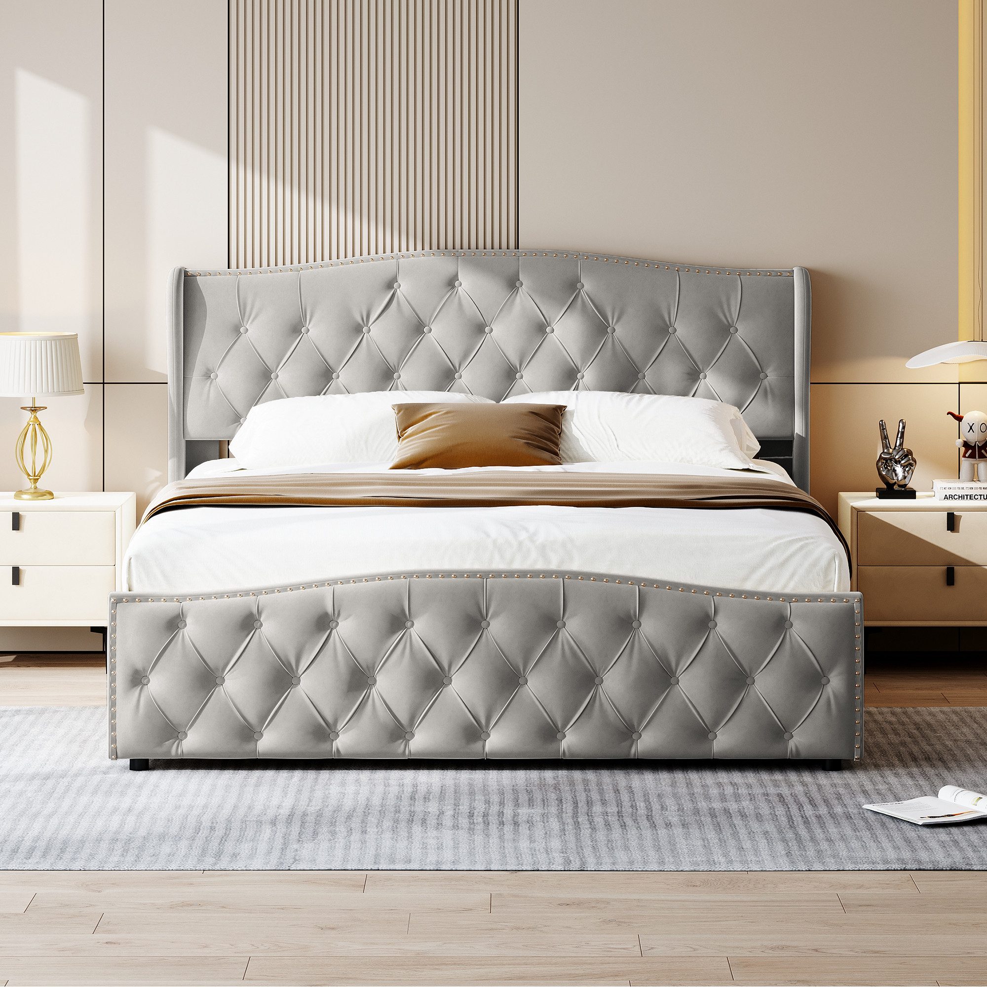 PXloue Polsterbett Elegantes Polsterbett mit Kopfteil günstig online kaufen