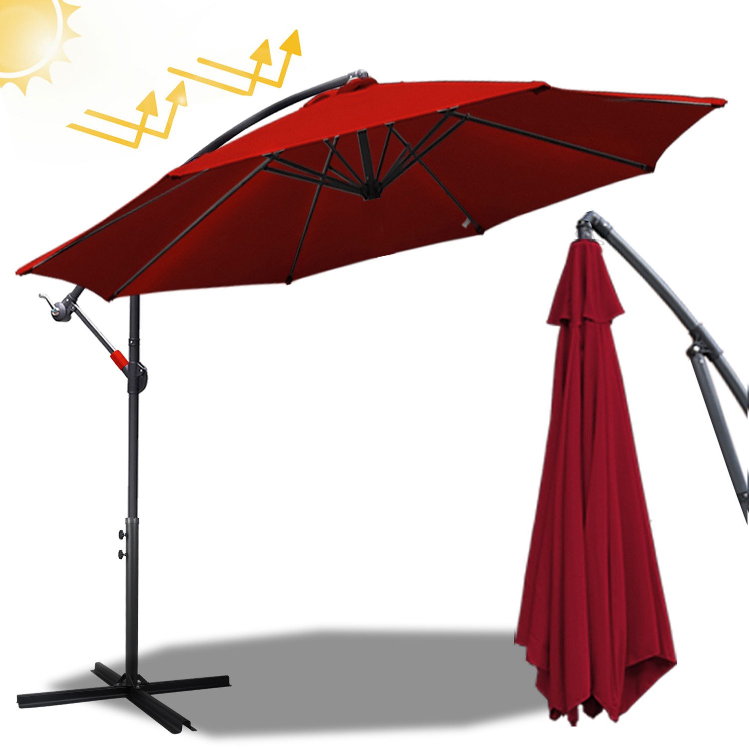 Clanmacy Sonnenschirm Sonnenschirm Ampelschirm,UV-Schutz,Eisen mit Ständer, günstig online kaufen