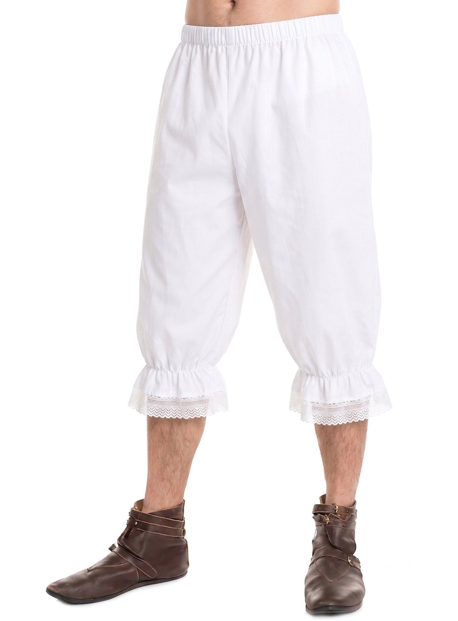 Metamorph Piraten-Kostüm Kniebundhose, Weiße Dreiviertelhose mit gerüschten Enden
