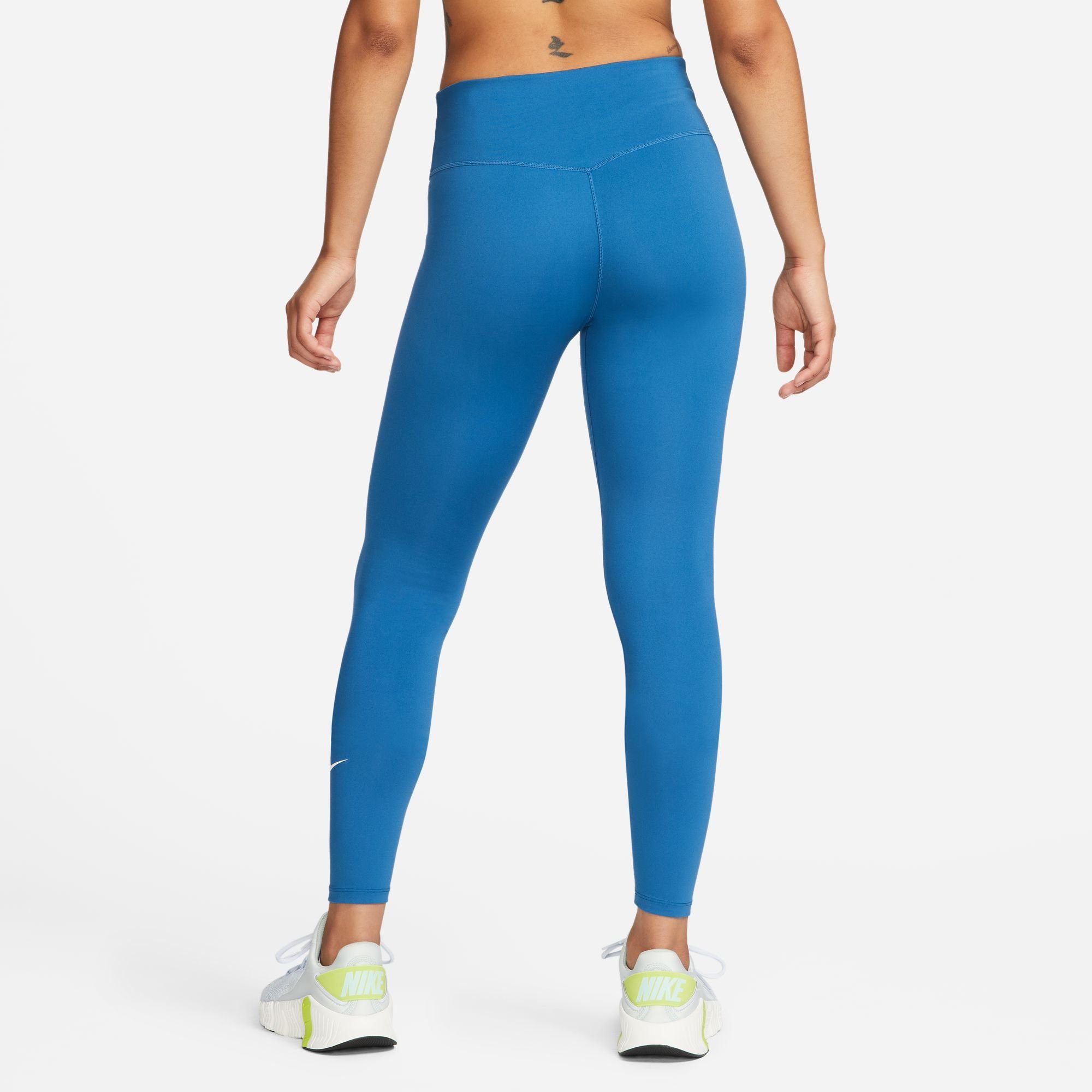 ONE Nike WOMEN'S MID-RISE LEGGINGS BLUE/WHITE INDUSTRIAL Trainingstights