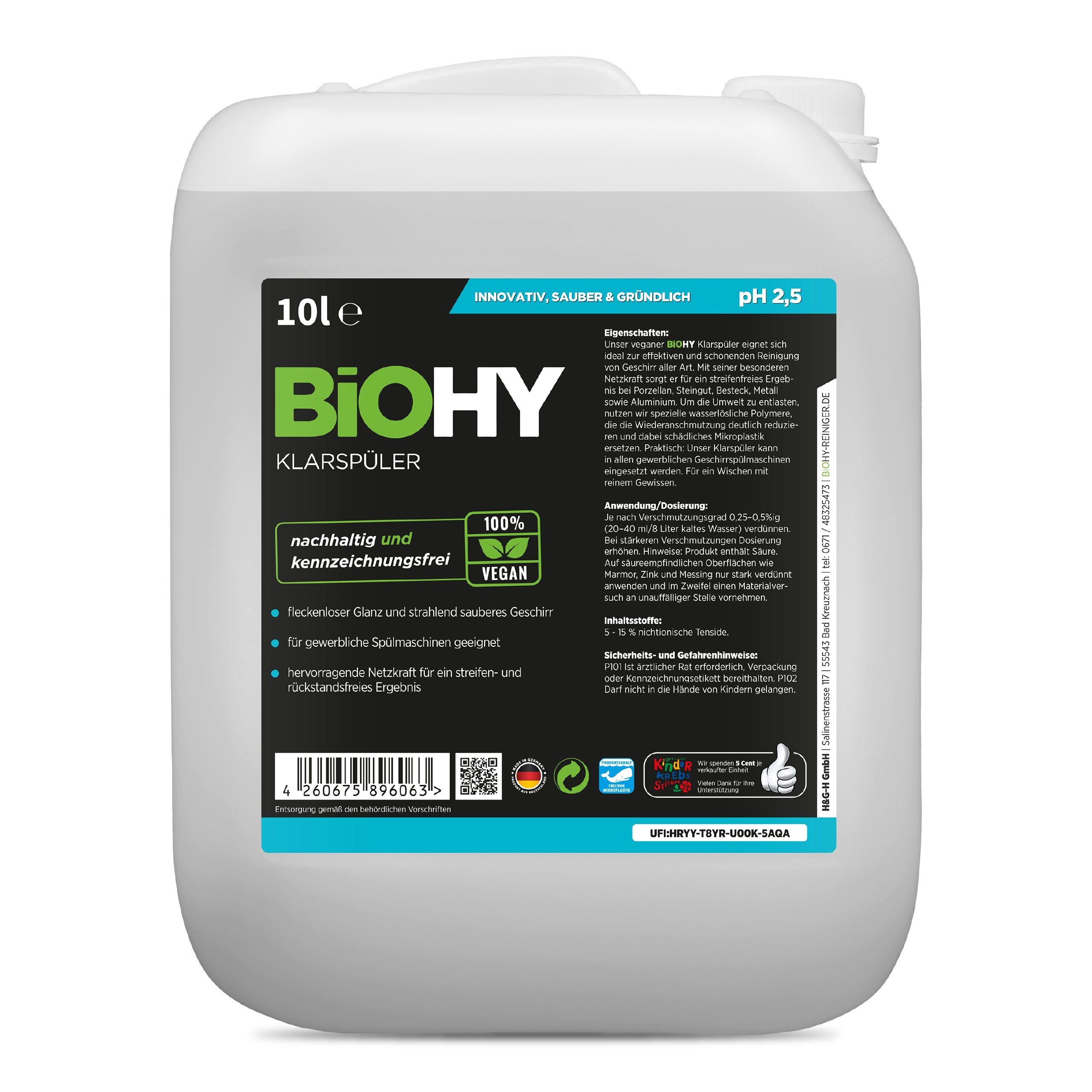 BiOHY Klarspüler 1 x 10 Liter Kanister Glasreiniger (1-St)