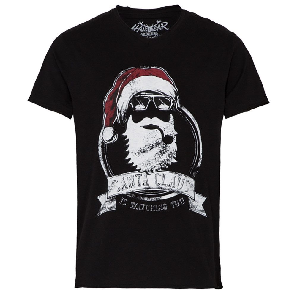 Hangowear Print-Shirt T-Shirt Santa Claus Herren schwarz