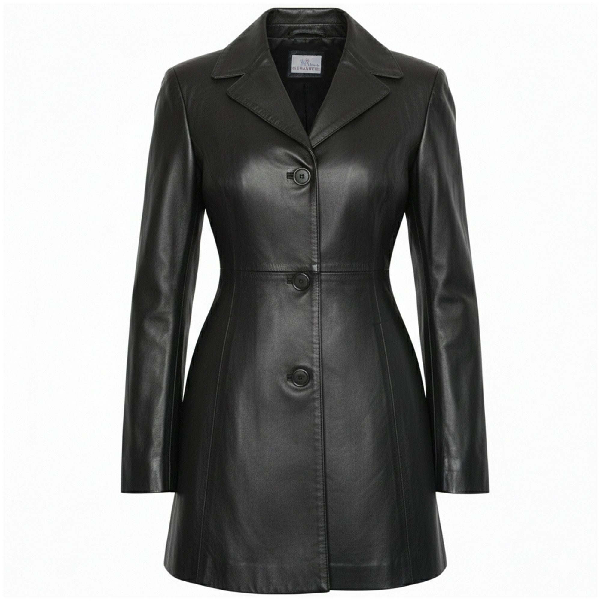 German Wear Ledermantel Trend 418C Damen Ledermantel Jacke aus Lamm Nappa Leder Schwarz