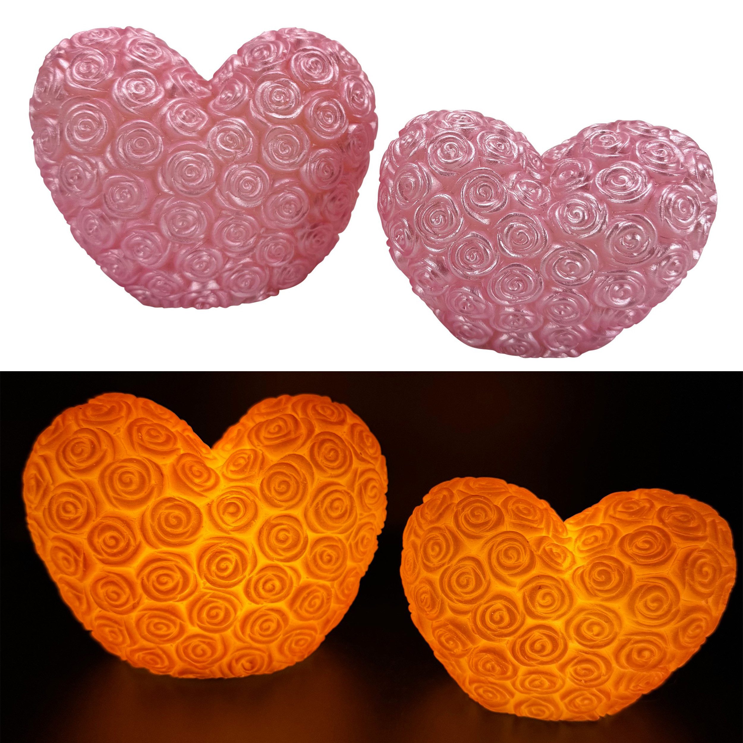 Online-Fuchs LED-Kerze - 2 Deko Herzen aus Echtwachs Rosenblüten und 6-Stun günstig online kaufen