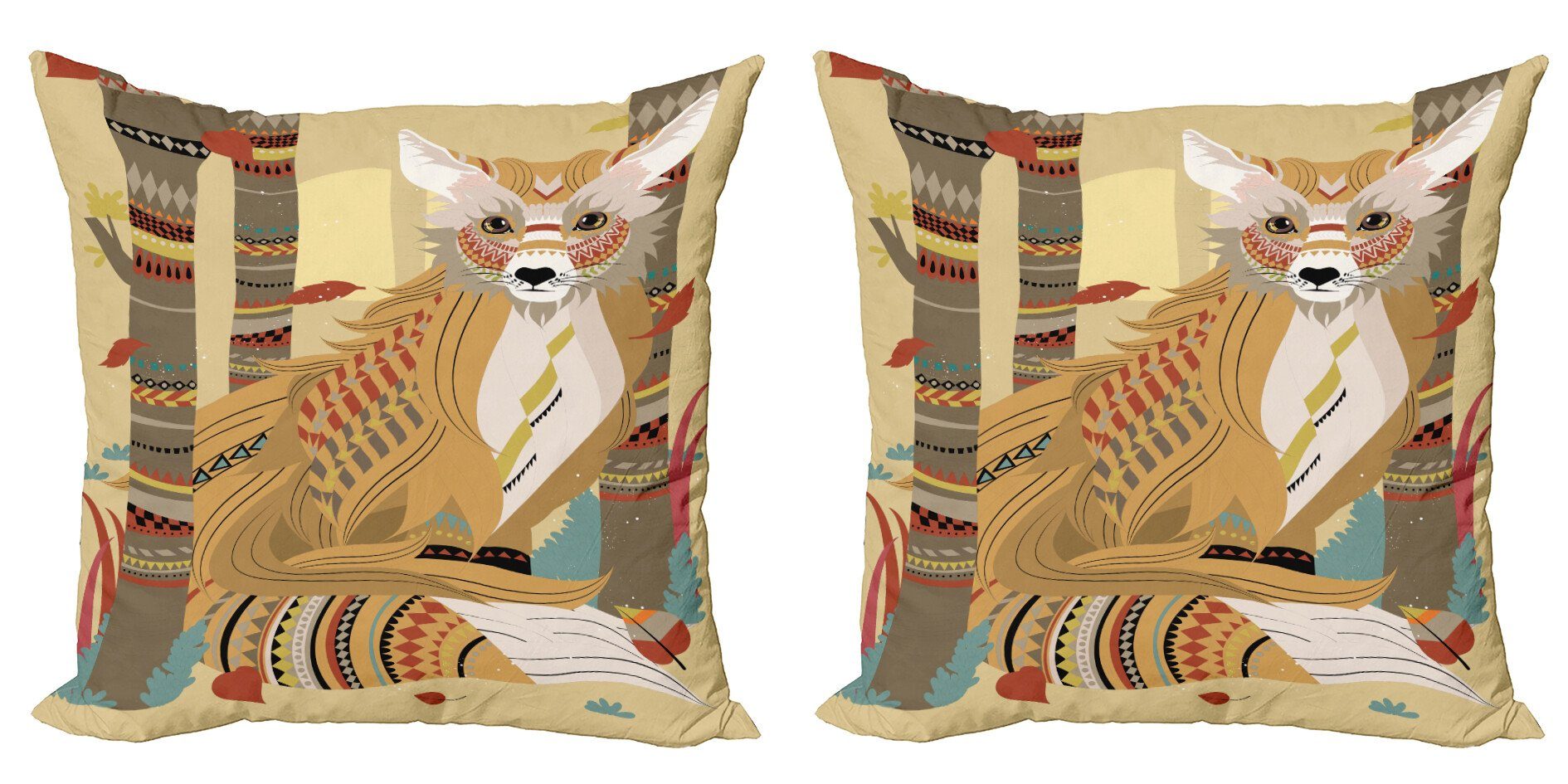 Kissenbezüge Modern Accent Doppelseitiger Digitaldruck, Abakuhaus (2 Stück), Fuchs Fluffy Fox im Wald