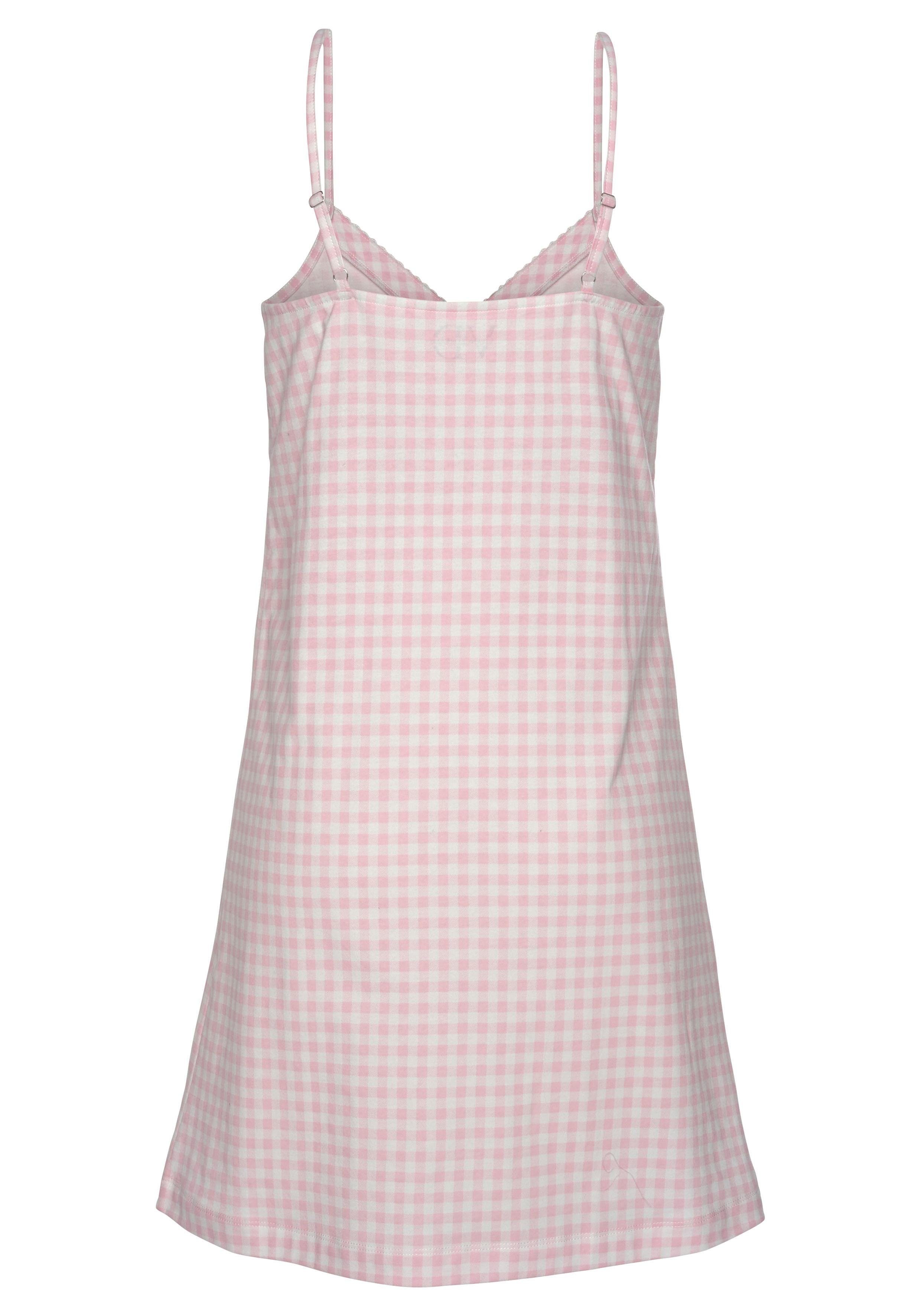 Vivance Dreams Negligé (1-teilig) mit feinem Karo-Muster und Häkelkante