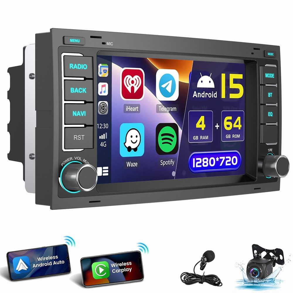 ESSGOO Für VW T5 Multivan Transporter Touareg Autoradio Android 15 Autoradio (RDS, Digitalradio (DAB), FM)