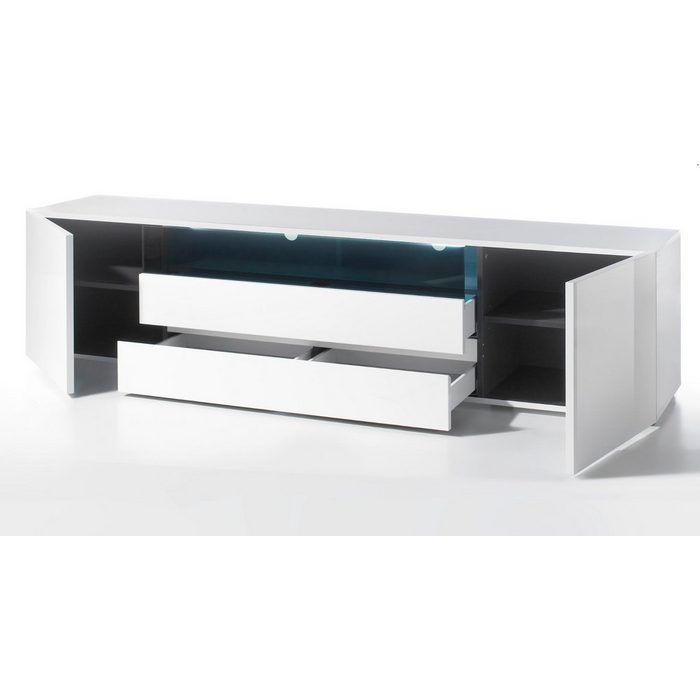 MCA furniture Lowboard Vicenza (TV Unterschrank 203 x 49 cm) weiß Hochglanz lackiert Soft-Close TE9830