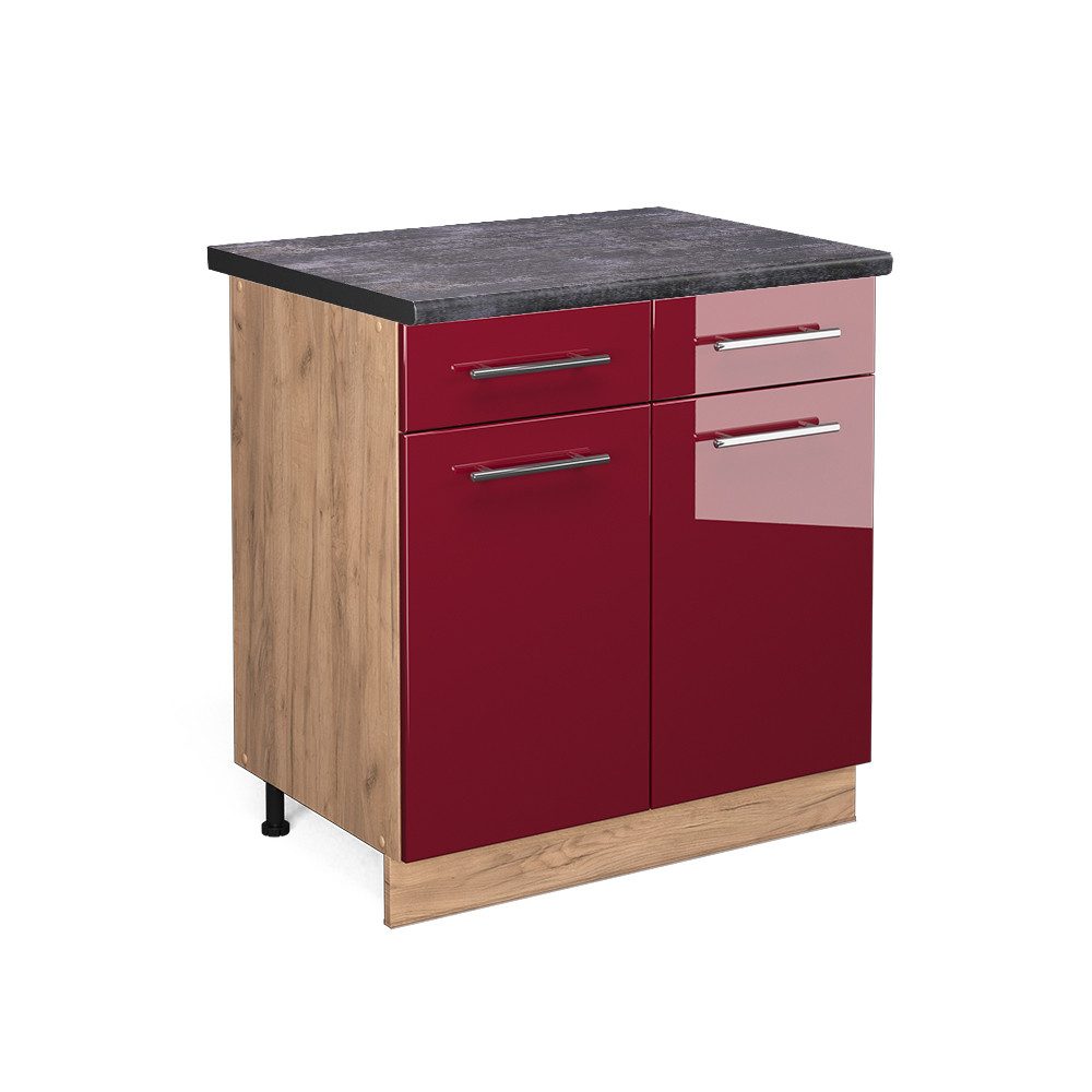 Vicco Unterschrank Fame-Line, Bordeaux Hochglanz/Goldkraft Eiche, günstig online kaufen