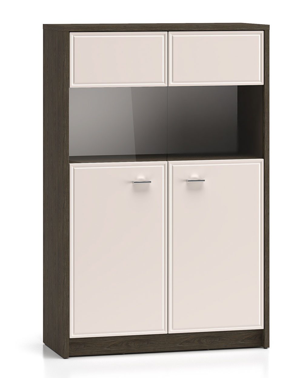 Feldmann-Wohnen Vitrine Avante (mit Türen, mit Einlegeböden, mit Glaseinsatz, 1-St., moderne Optik, Breite 92cm, ohne Beleuchtung, Front MDF) Windmill Eiche dunkel Cashmere Hochglanz Breite 92cm ohne Beleuchtung