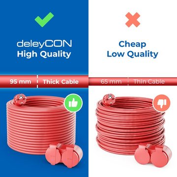deleyCON deleyCON 50m Outdoor Verlängerungskabel Stromkabel Stecker auf 2x Stromkabel