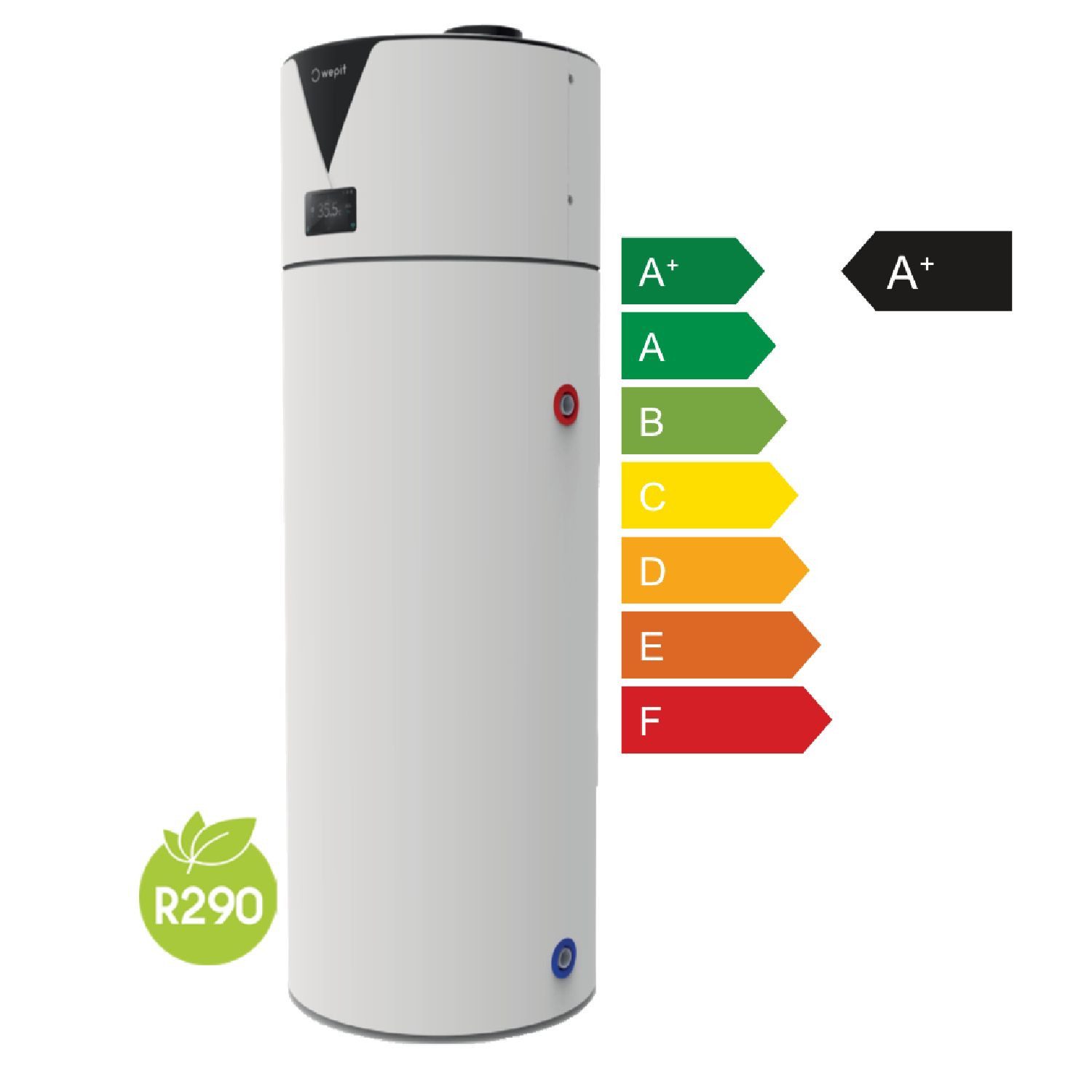 wepit Warmwasser-Wärmepumpe WEPIT 300 Liter Brauchwasserwärmepumpe R290 AWaqua 3300 500795
