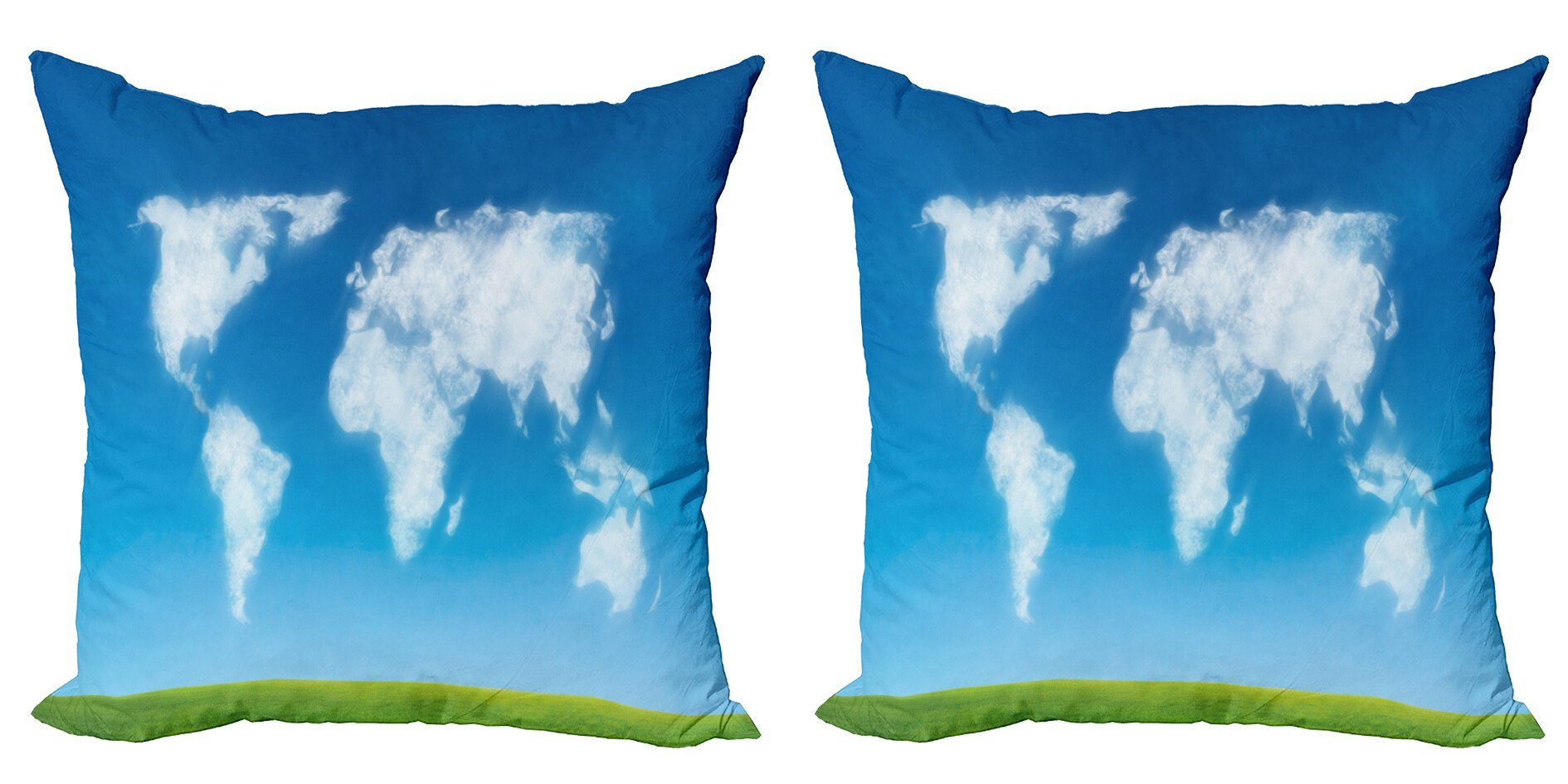 Wolken Modern Weltkarte Abakuhaus Kissenbezüge Accent Farbige Himmel Doppelseitiger (2 Stück), in Digitaldruck,