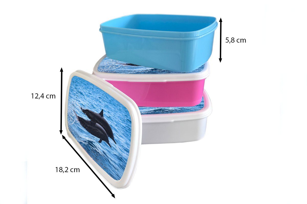 MuchoWow Lunchbox Delfin - Meer für Brotbox Mädchen, (2-tlg), Snackbox, Kunststoff Kunststoff, Kinder, Erwachsene, Brotdose rosa - Tier