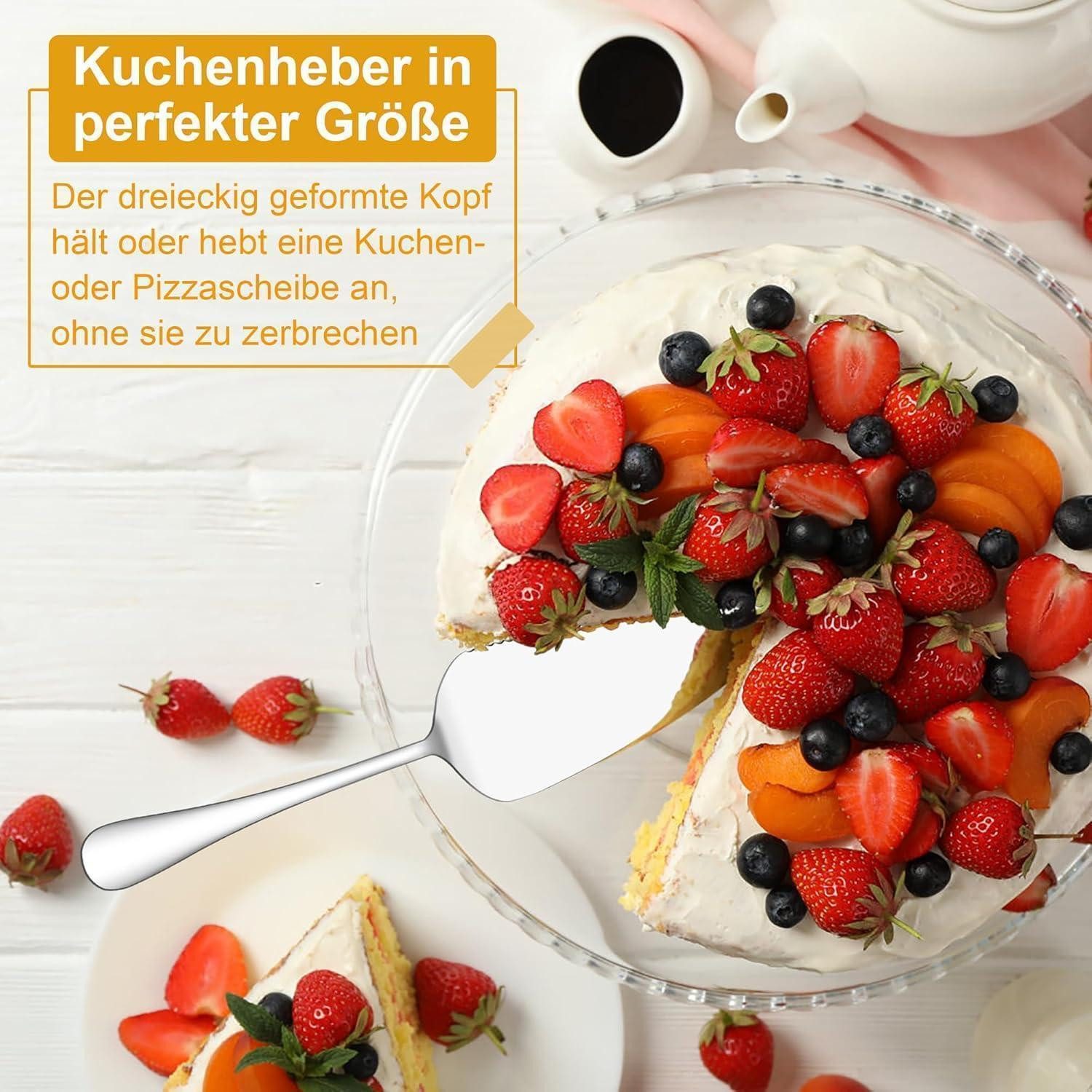 LuxusKollektion Tortenheber Tortenheber Edelstahl 5er spülmaschinenfest gezackte Runder Griff