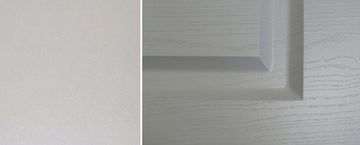 Feldmann-Wohnen Winkelküche Elbing, 372,2cm grau matt/weiß + light grey stone L-Form 15-teilig