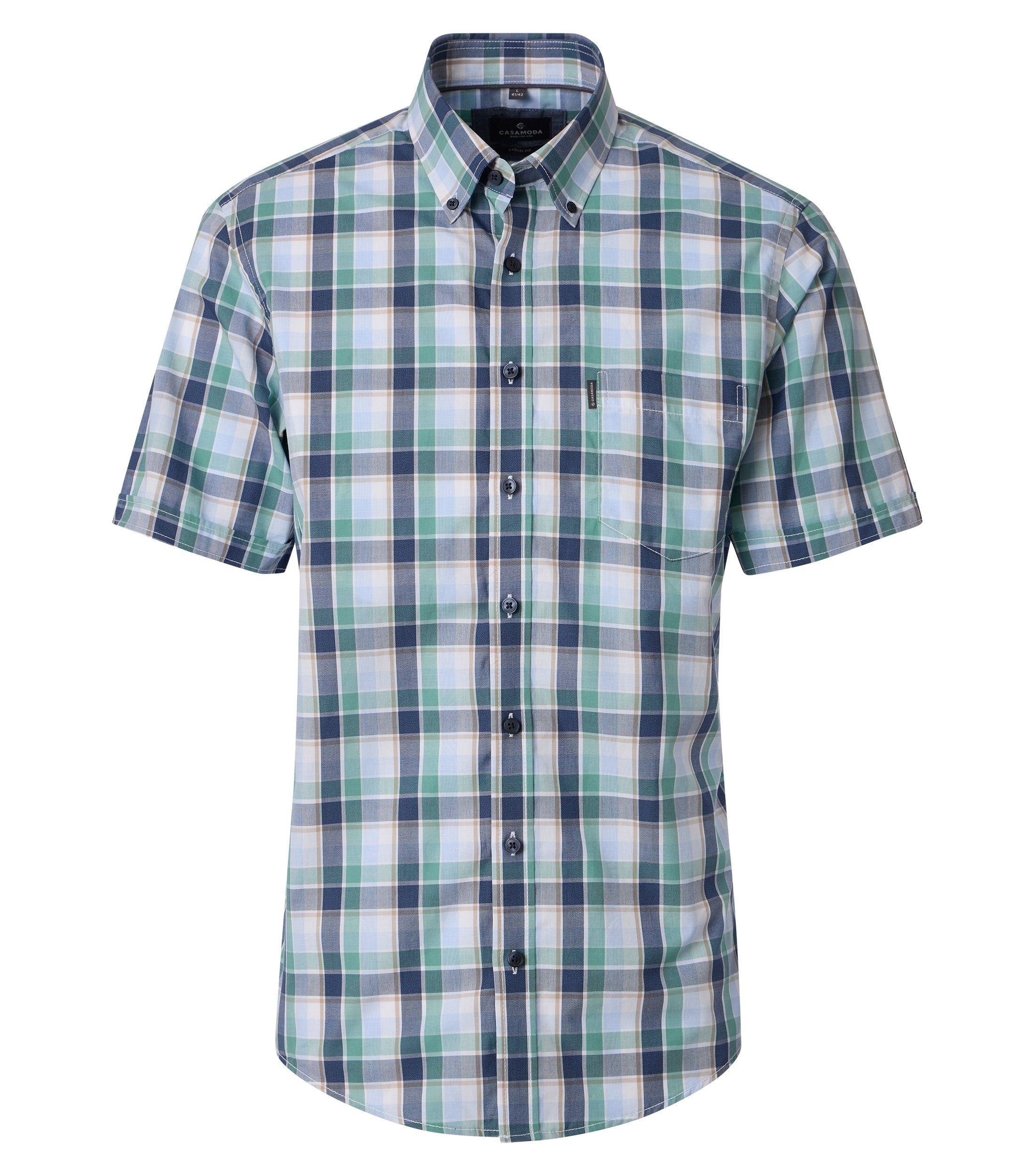 CASAMODA Kurzarmhemd CASAMODA Herren Kurzarmhemd Casual Fit ? Kariertes Baumwollhemd mit Bu