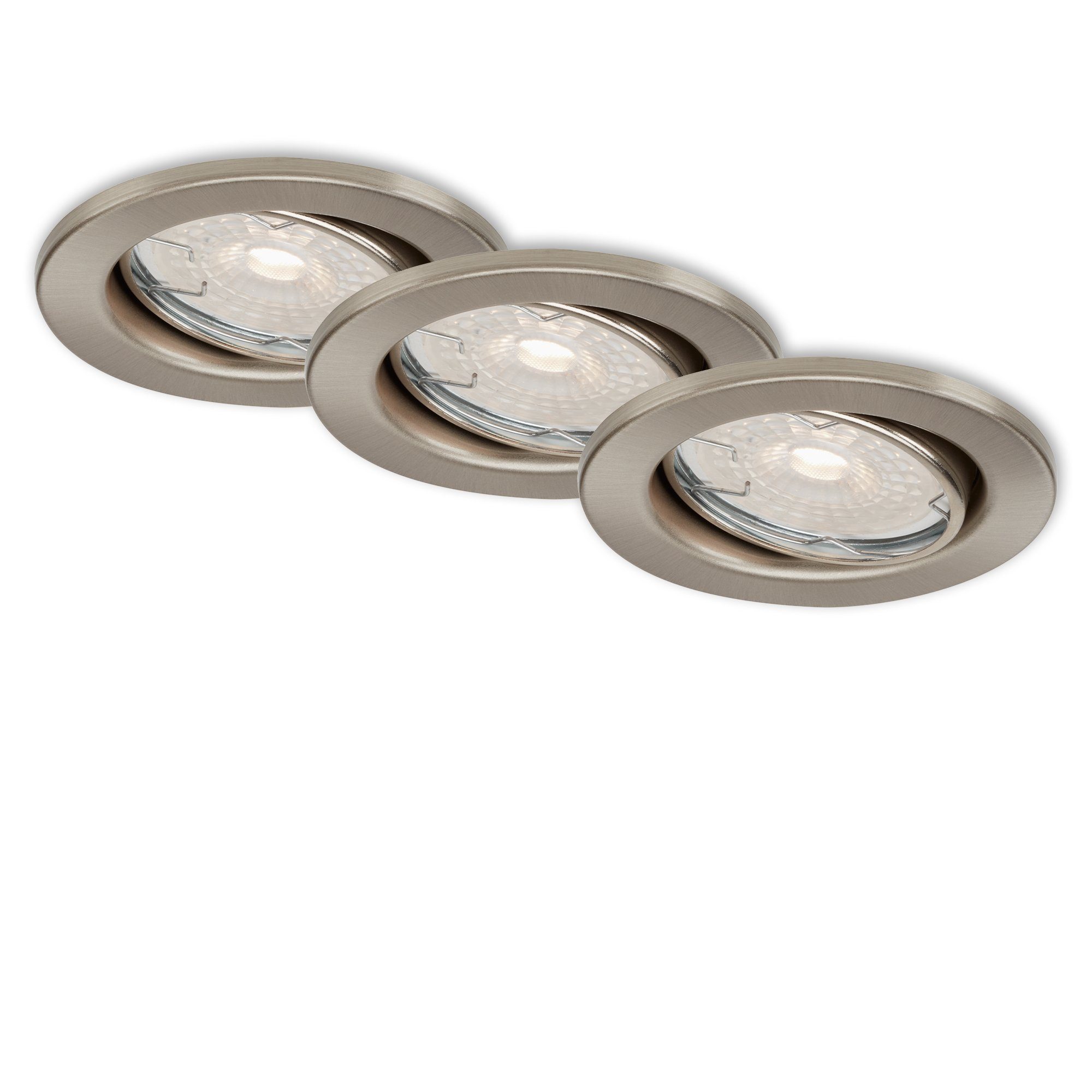 7256-032, Briloner Leuchten GU10, LED Warmweiß, Einbaustrahler, wechselbar, Einbauspot LED matt-nickel, Einbauleuchte