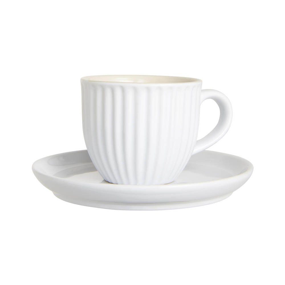 Ib Laursen Tasse Tasse mit Untertasse MYNTE Pure White Landhausgeschirr von IB LAURSEN