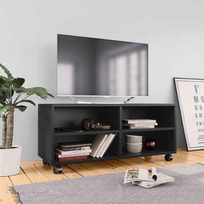 furnicato TV-Schrank mit Rollen Schwarz 90x35x35 cm Holzwerkstoff