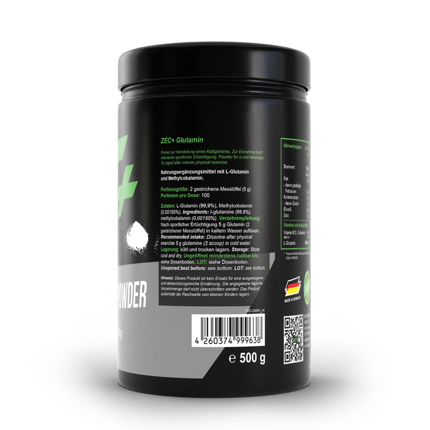 Zec+ Nutrition ZEC+ GLUTAMIN Pulver, 500g Pulver