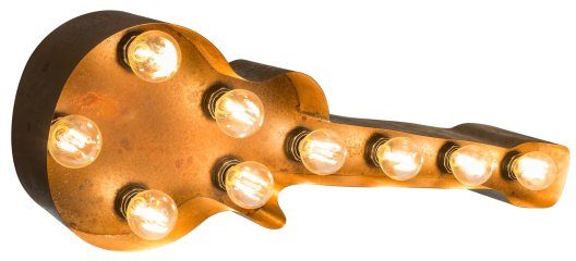 MARQUEE LIGHTS LED Dekolicht Old Guitar, ohne Leuchtmittel, Warmweiß, Wandlampe, Tischlampe Old Guitar 9 Lichtquellen E14 (exkl) - 61x38cm braun