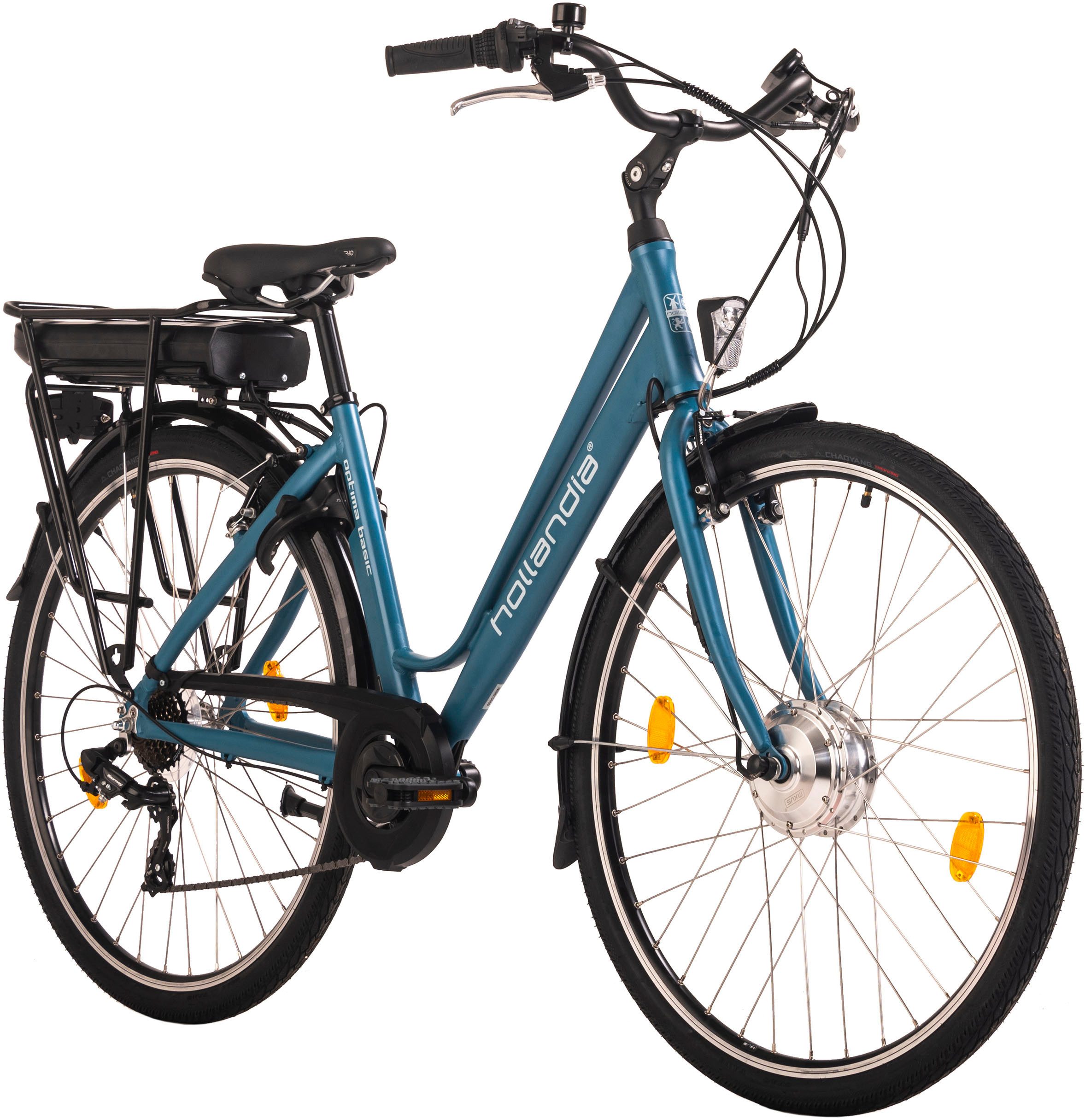 Hollandia E-Bike Cityrad Optima Basic, 7 Gang Shimano Tourney Schaltwerk, Kettenschaltung, Frontmotor, 468 Wh, Pedelec, Elektrofahrrad für Damen u. Herren