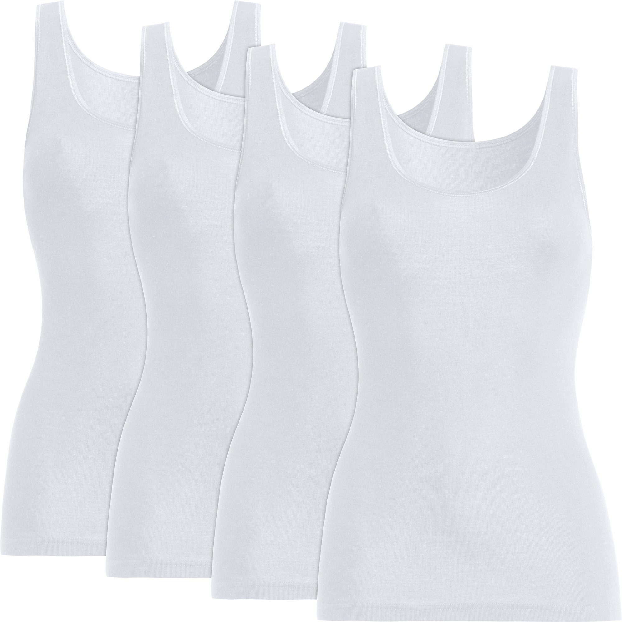 conta Unterhemd Damen-Unterhemd 4er-Pack Feinripp Uni weiß