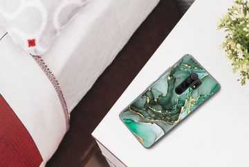 MuchoWow Handyhülle Gold - Marmor - Grün - Luxus - Marmoroptik - Grau, Phone Case, Handyhülle Xiaomi Redmi 9, Silikon, Schutzhülle