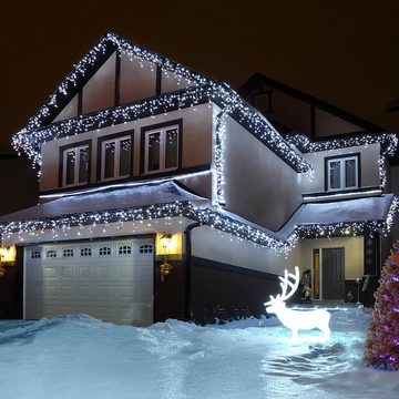 Salcar LED-Lichtervorhang LED Eisregen Lichterkette Außen Lichtervorhang Weihnachten Kaltweiß, 8 Modi und Memory-Funktion, Wasserdicht, 10m