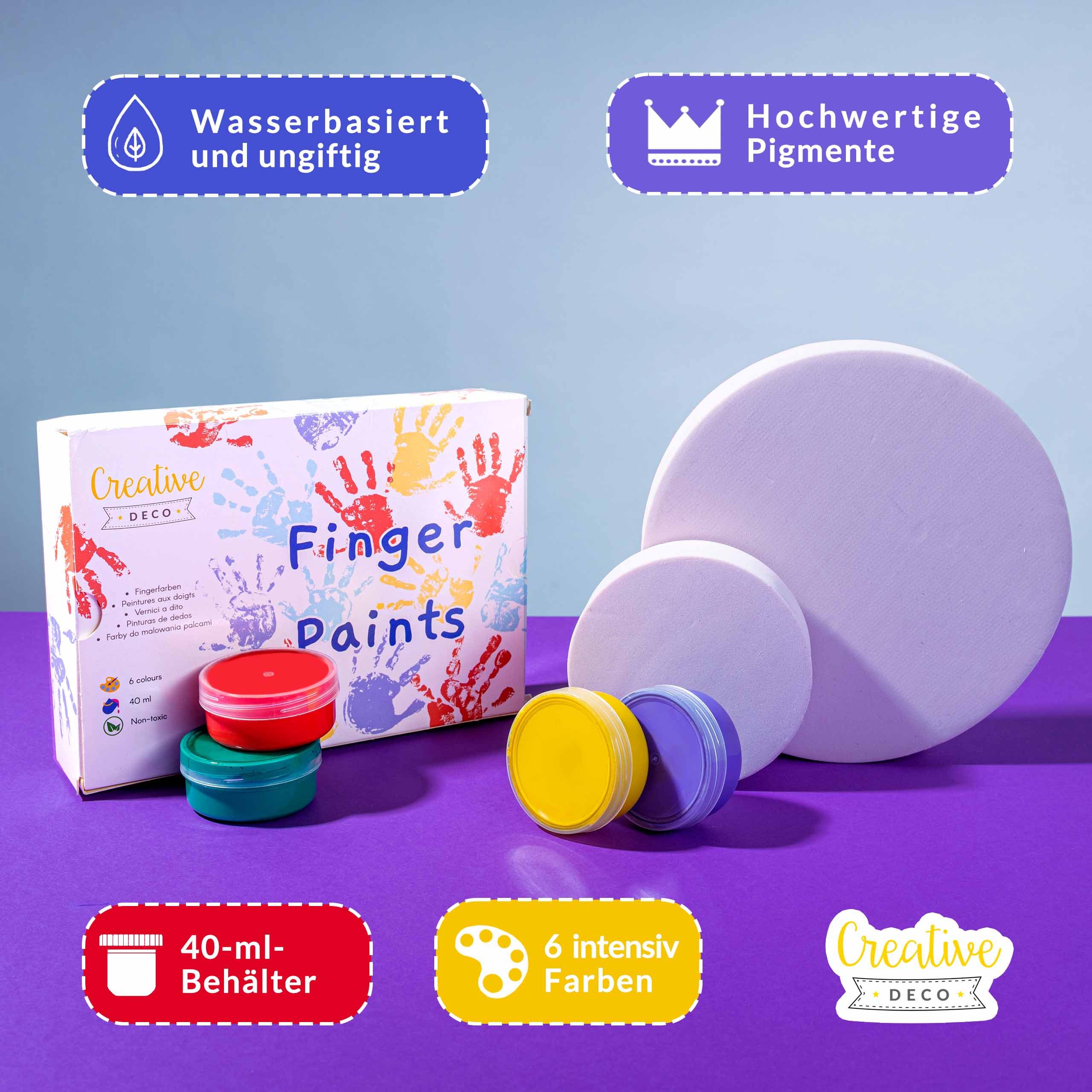 Creative Deco Fingerfarbe Fingerfarben Kinder Ungiftig Bastelfarben, auf Wasserbasis
