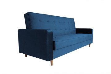 Beautysofa Schlafsofa Bamako, Sofa mit Schlaffunktion und Bettkasten, Polstersofa im skandinavischen Stil, Couch mit Holzbeine