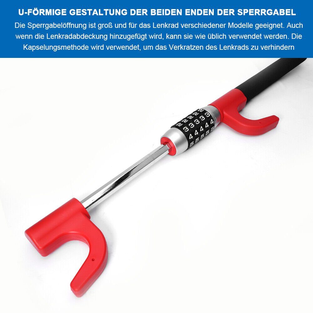 XERSEK Lenkradkralle 100.000 Gruppencode Lenkradkralle mit Zahlenschloss Lenkradschloss (Für PKW LKW KFZ AUTO, Einstellbar von 16 - 38,5cm), 5stelligem Zahlensc – Bild 4 von 5