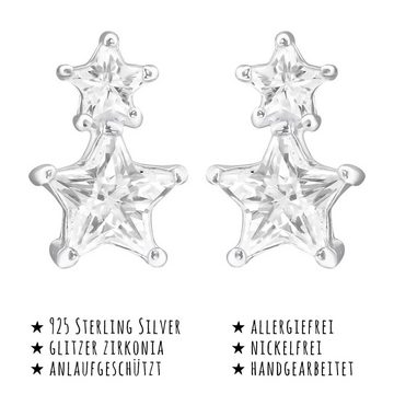Monkimau Paar Ohrstecker Stern Ohrringe 925 Silber Damen Ohrstecker (Packung), mit Kristallen