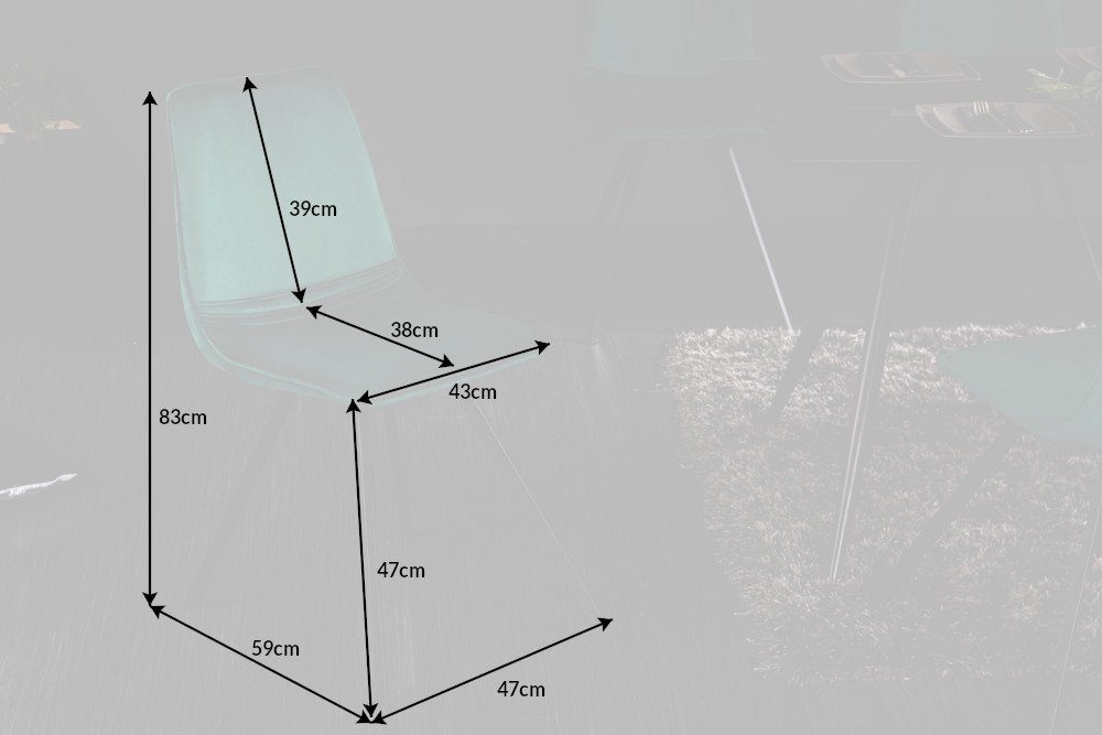 AMSTERDAM schwarz, / · Esszimmer Esszimmerstuhl riess-ambiente smaragdgrün CHAIR · Retro · Metall Samt