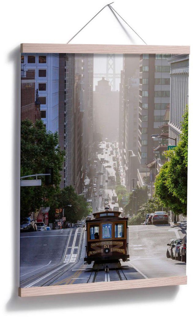 San Francisco, Car Poster Wandbild, (1 St), Cable Bild, Wall-Art Wandposter Poster, Städte