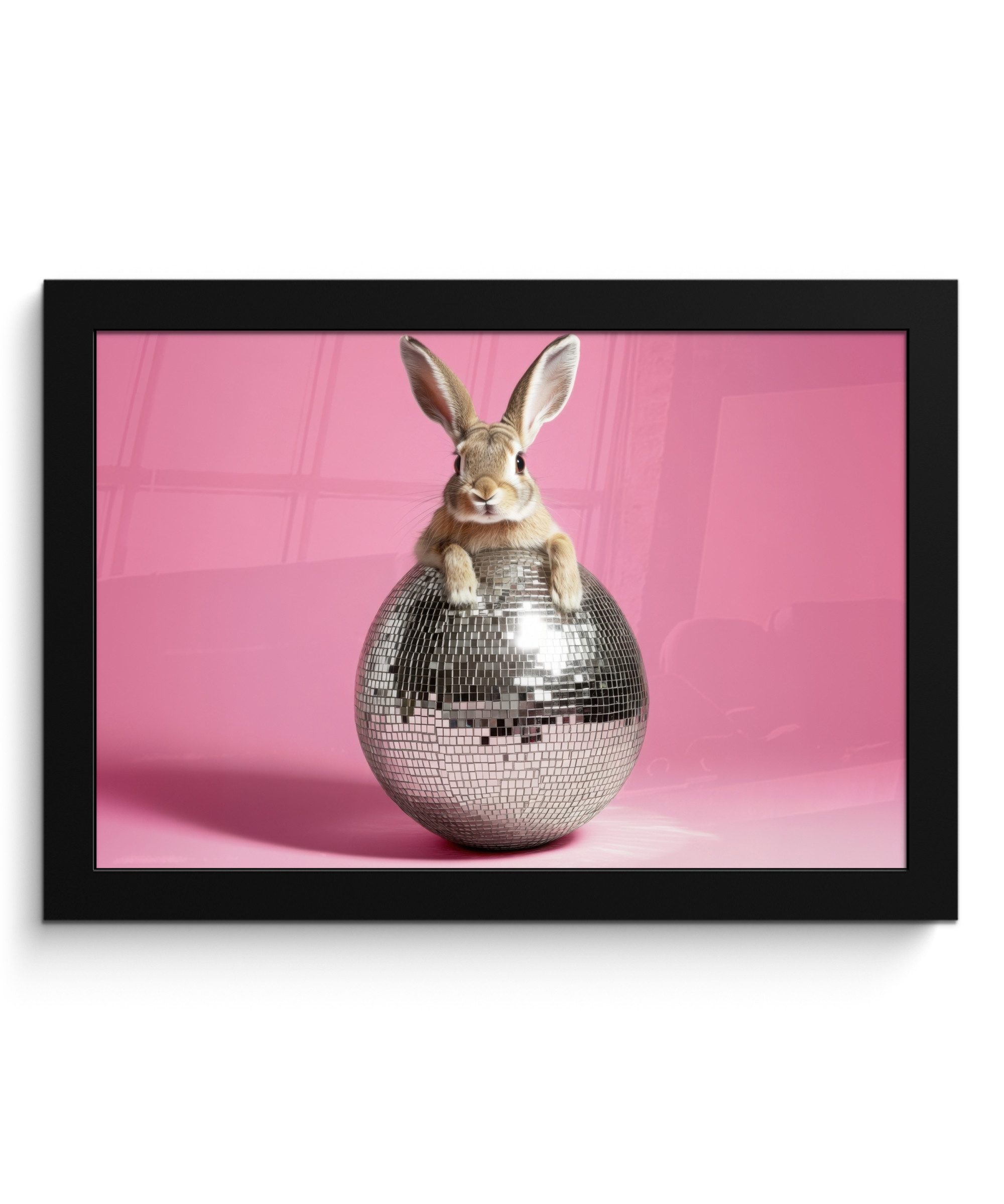 MuchoWow Плакат Hase - Schleife -Diskokugel, (1 St), Wandbilder, Deko Wohnzimmer Schlafzimmer, 30x20 cm