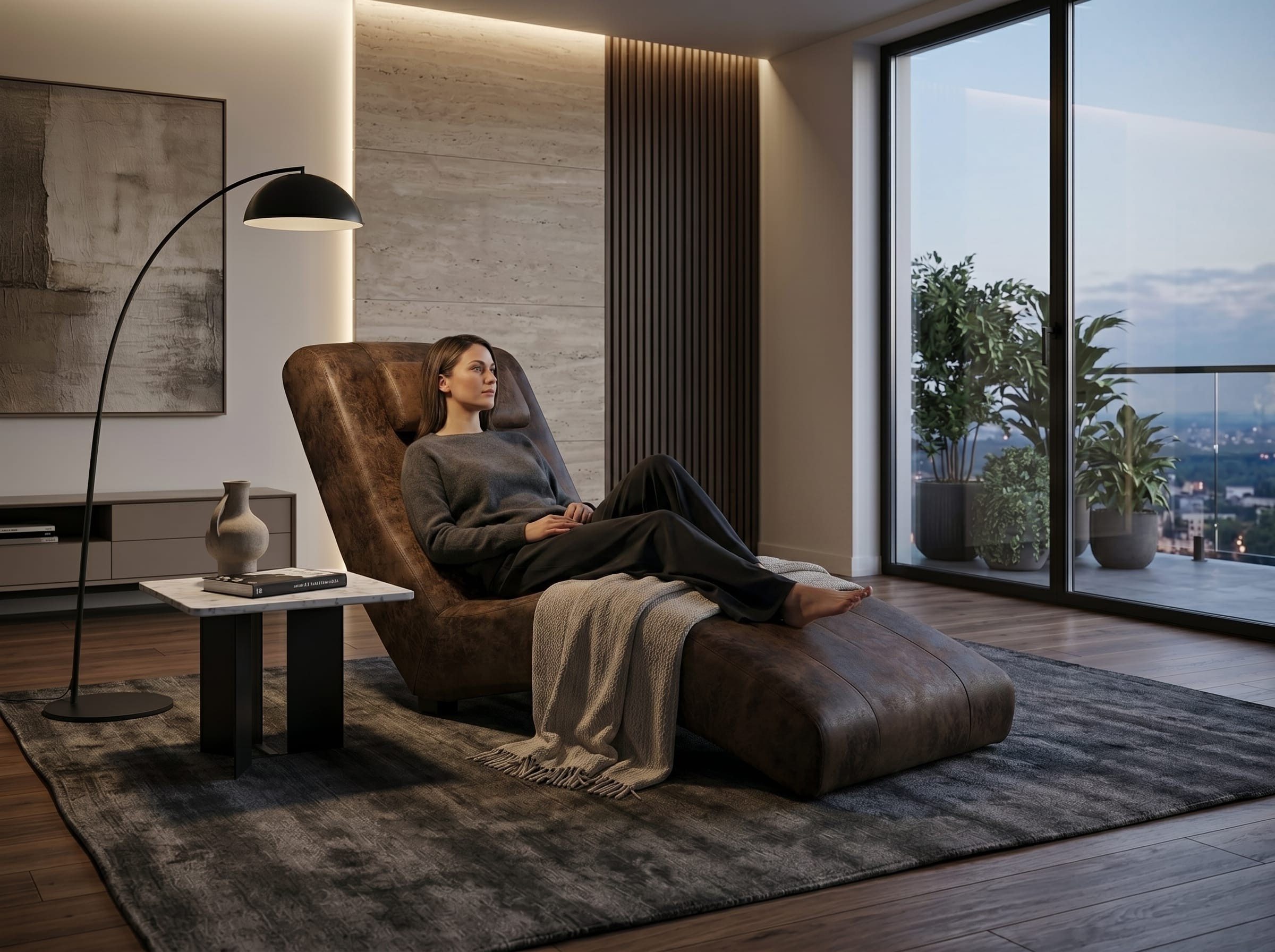 Xlmoebel Relaxliege Braune Leder Chaiselongue – Stilvoller Liegestuhl für Innen und, 1 Teile, Made in Europa