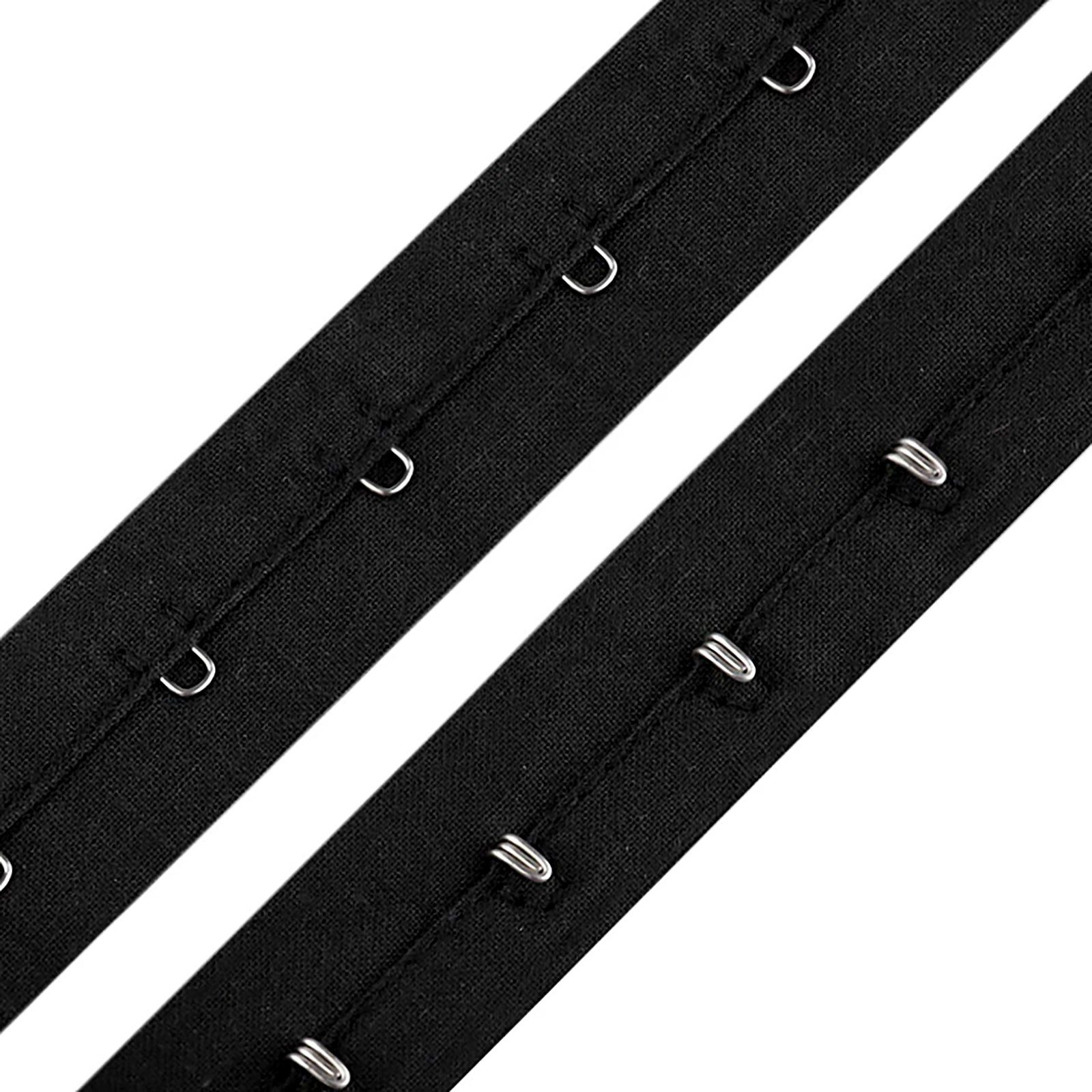maDDma BH-Träger-Clips 1m Haken- und Ösenband Baumwolle 25mm, schwarz