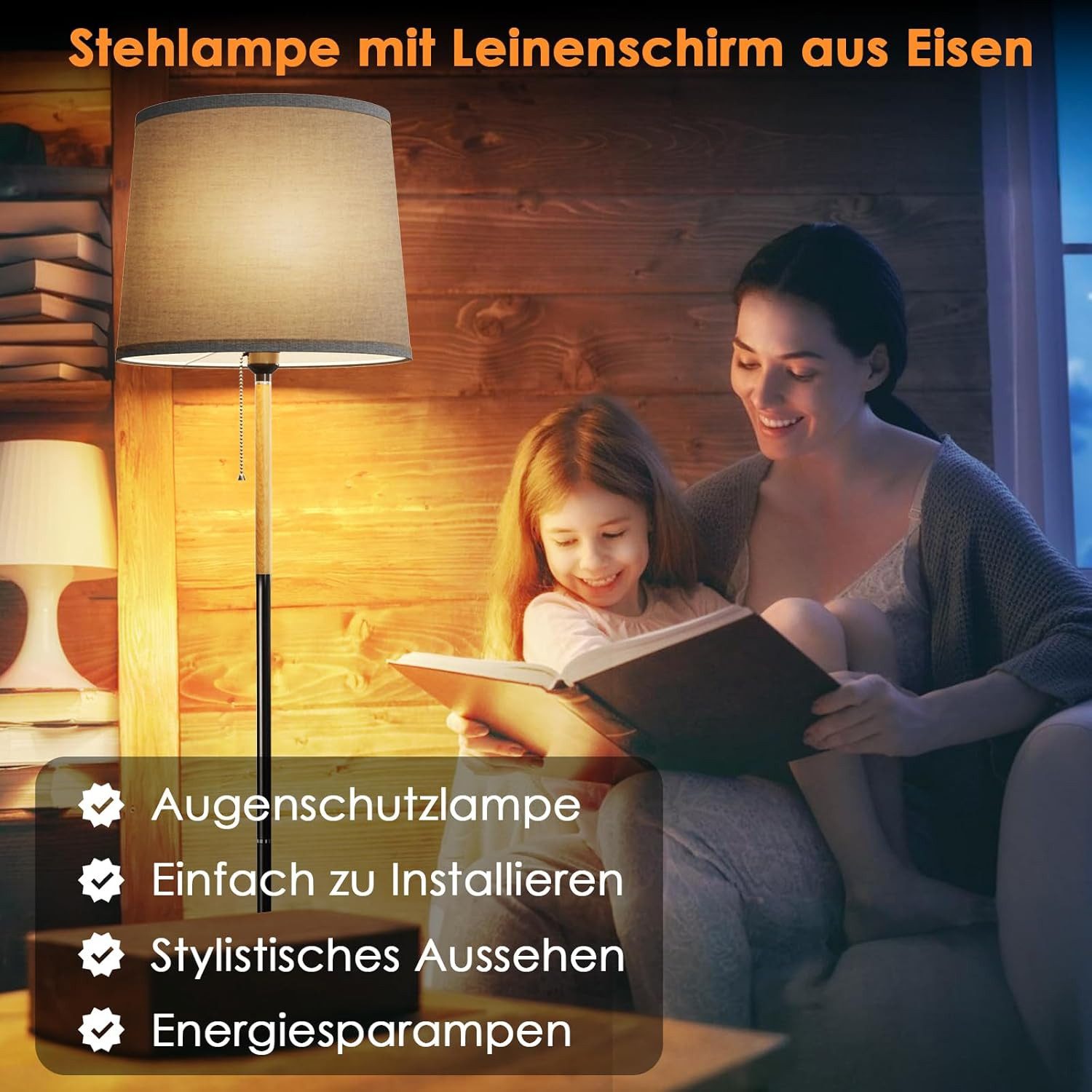 TLGREEN Stehlampe mit Smart LED-Birne & Fernbedienung, 170cm Hohe Standleuchte inkl. 9W LED, E27 Fassung, Für Wohnzimmer, Schlafzimmer, Büro