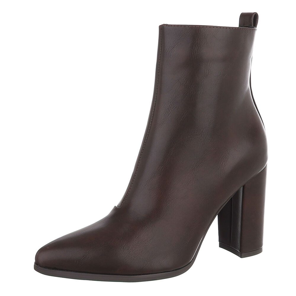 Ital-Design Damen Stiefelette Blockabsatz elegant spitze Form High-Heel-Stiefelette (92355363) Blockabsatz Stiefeletten in Braun