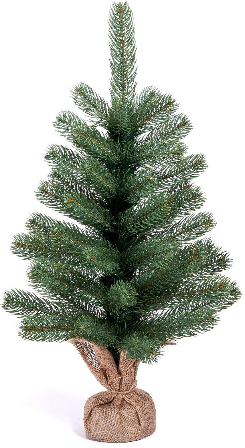 IC Winterworld Künstlicher Weihnachtsbaum Tannenbaum, künstlicher Christbaum, Nordmanntanne, Weihnachtsdeko mit Jutebeutel um den Betonfuß – Bild 5 von 5