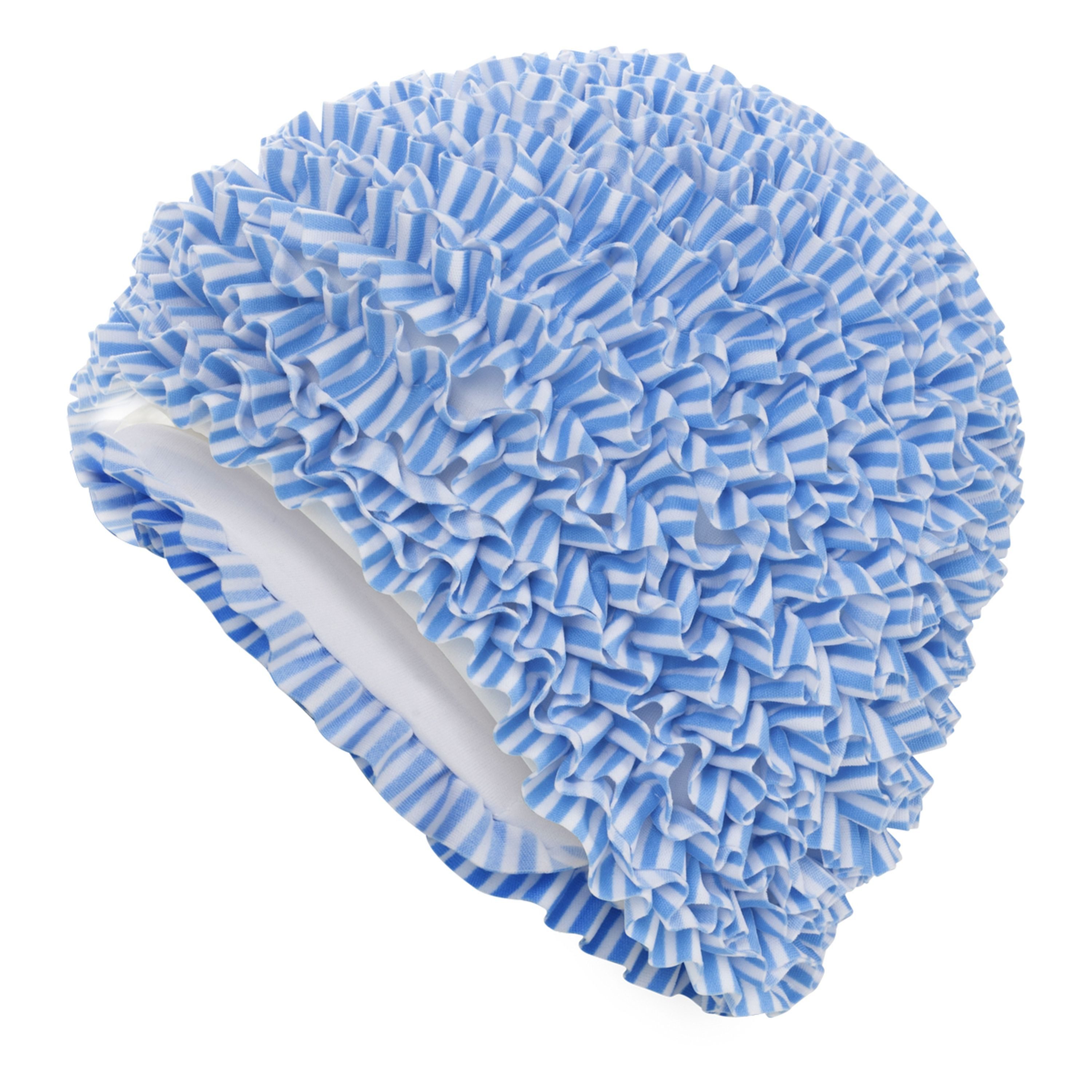 Fashy Badekappe Fashy Badehaube Rüschen Aqua Blau Weiß 3449-59 Damen Badekappe