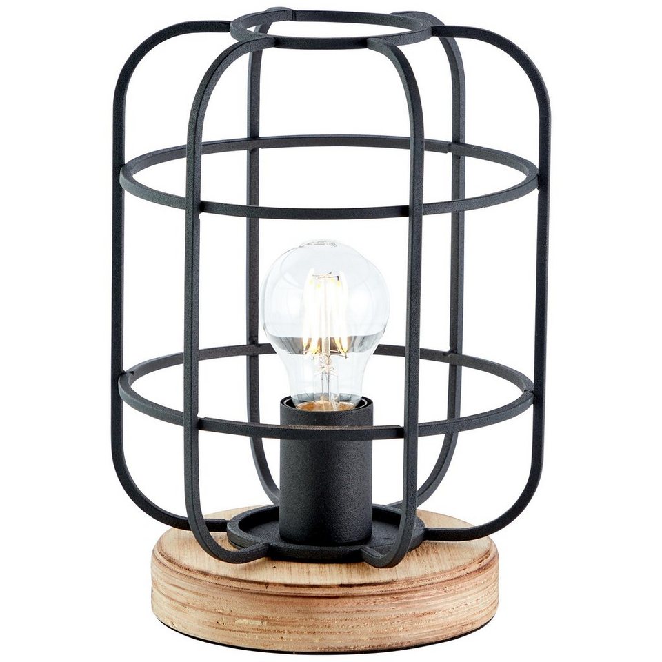 Brilliant Tischleuchte Gwen, Lampe, Gwen Tischleuchte antik holz/schwarz  korund, Metall/Holz, 1x A6