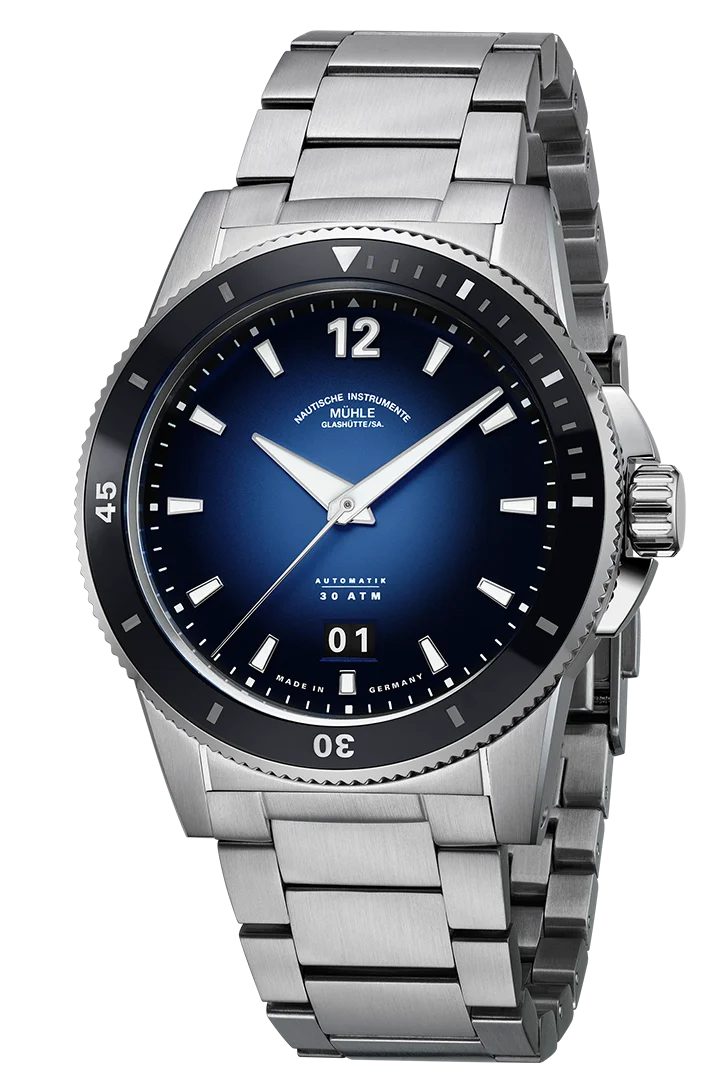 Nautische Instrumente Mühle Glashütte/Sa. Automatikuhr Herrenuhr Mühle Glashütte Automatik Sportivo Großdatum, Großdatum