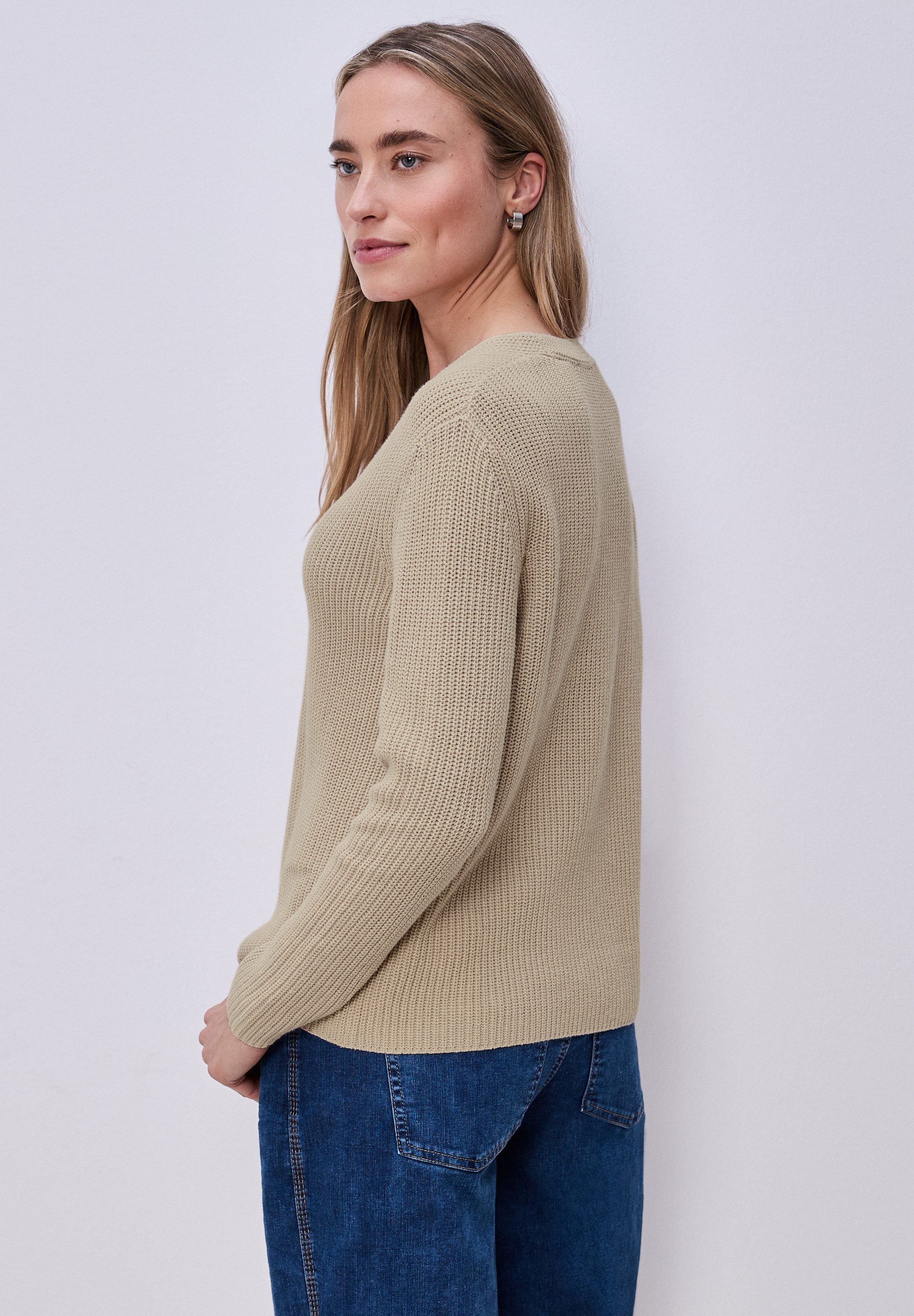 STREET ONE V-Ausschnitt-Pullover im soften Baumwoll-Mix